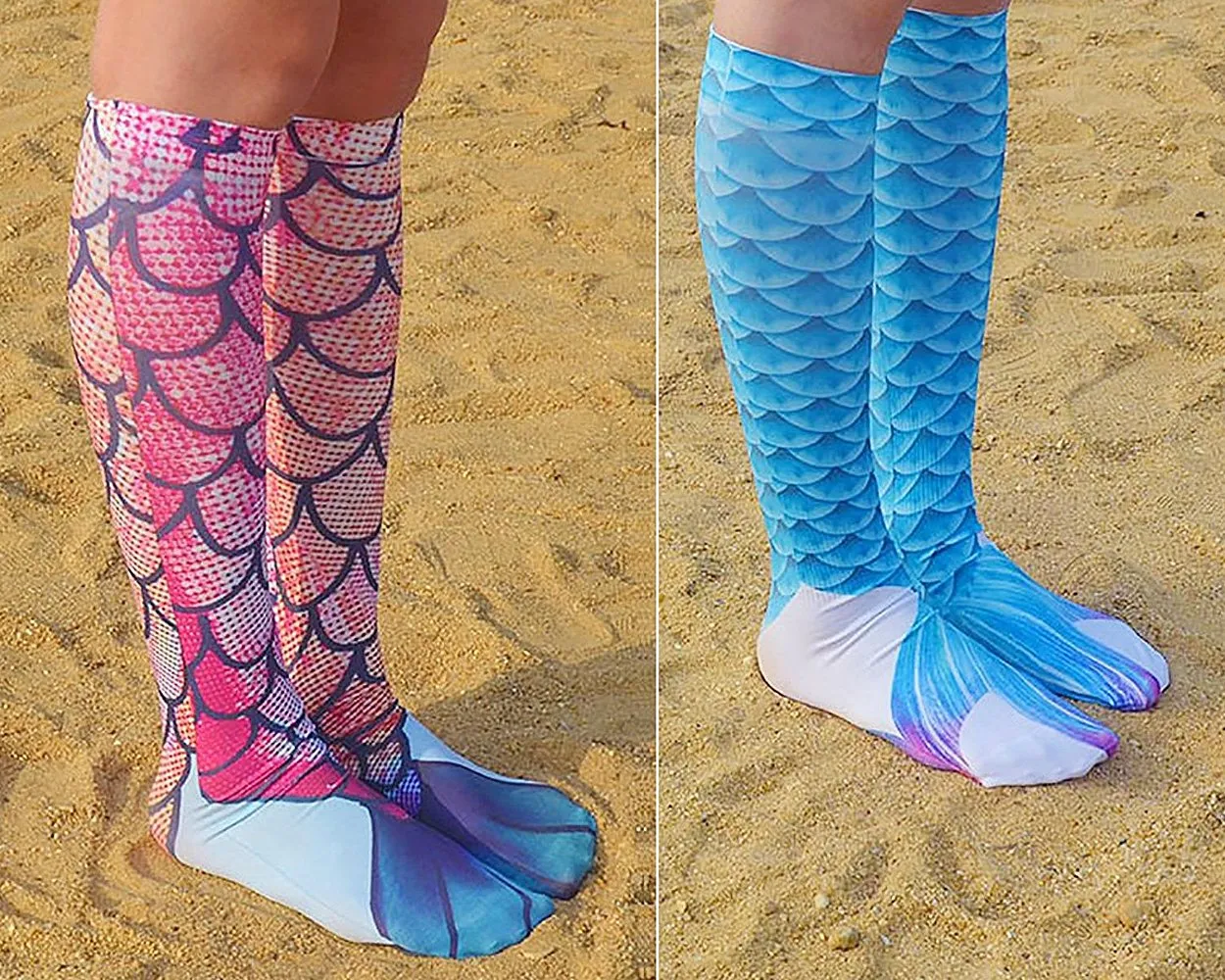 2 Pairs 3D Mermaid Knee High Socks for Girls