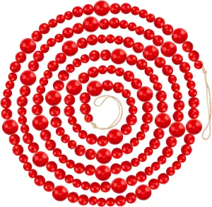 9 Foot Red Wood Bead Ball Christmas Garland