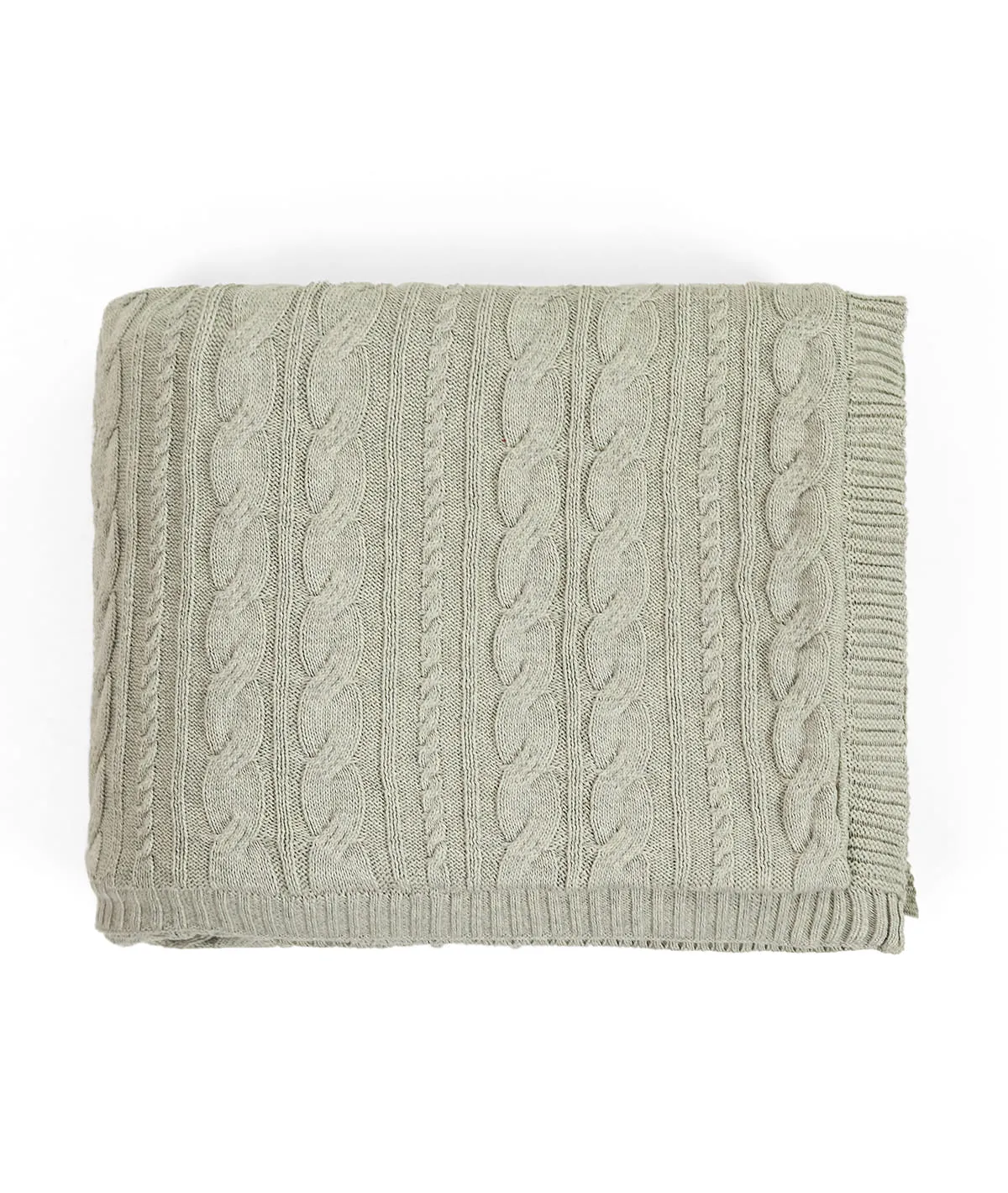Arch Cable  Cotton Knitted Single Bed Sherpa Blanket (Vanilla Grey Mélange)
