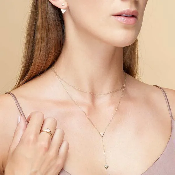 Arrow Rose Earring - 14 karat gold earring, rose enamel
