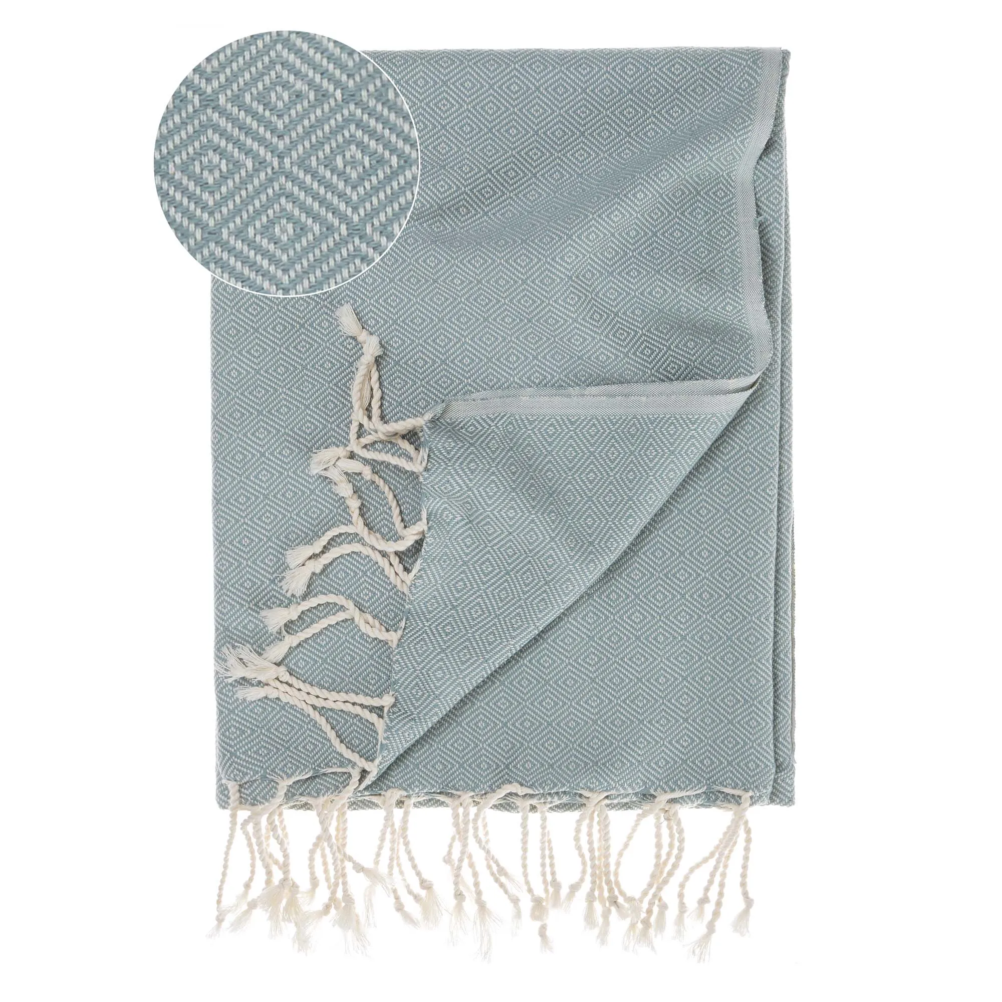 Cesme Hammam Towel [Green grey/White]