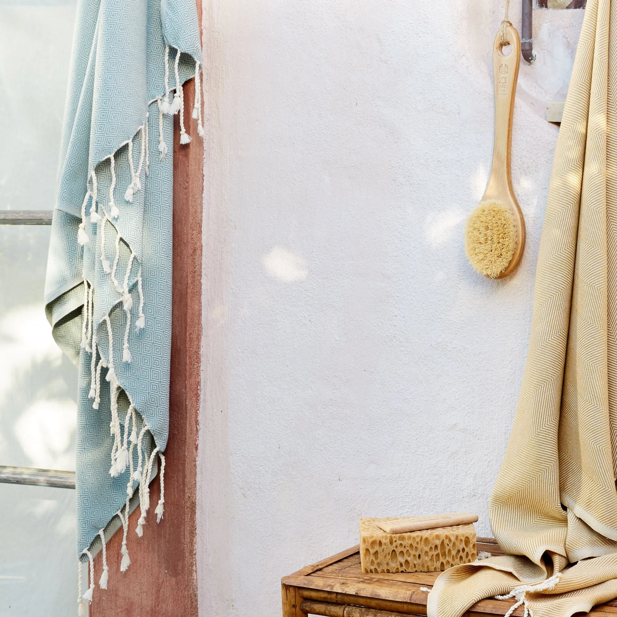 Cesme Hammam Towel [Green grey/White]