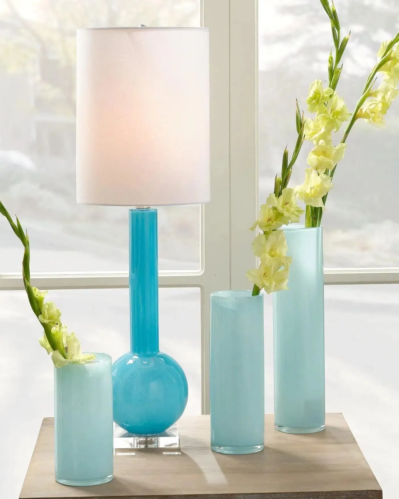 Coastal Style Blue Glass Studio Table Lamp