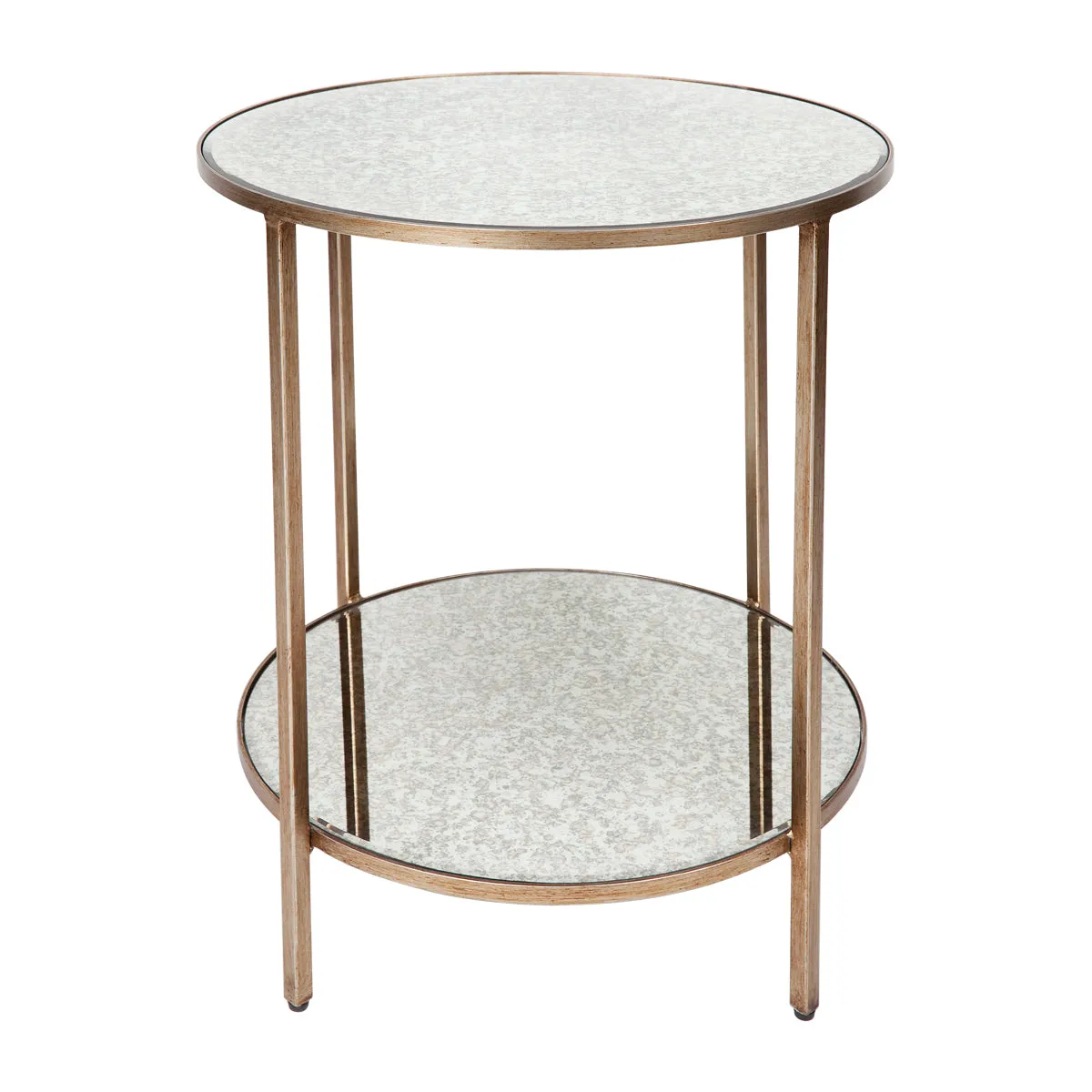 Cocktail Mirrored Side Table - Antique Gold
