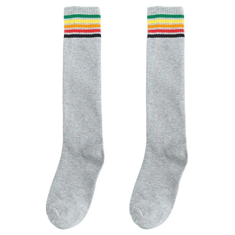 Colorful Stripes Teenage Fashion Ribbed High Socks