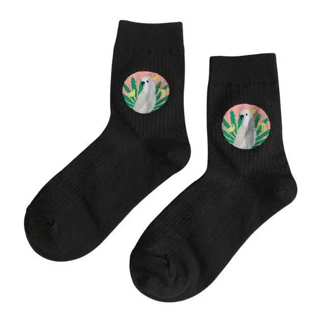 Cute Parrots Birds Cotton Ankle Knit Socks