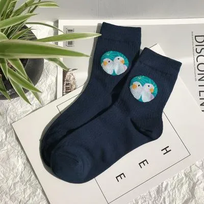 Cute Parrots Birds Cotton Ankle Knit Socks