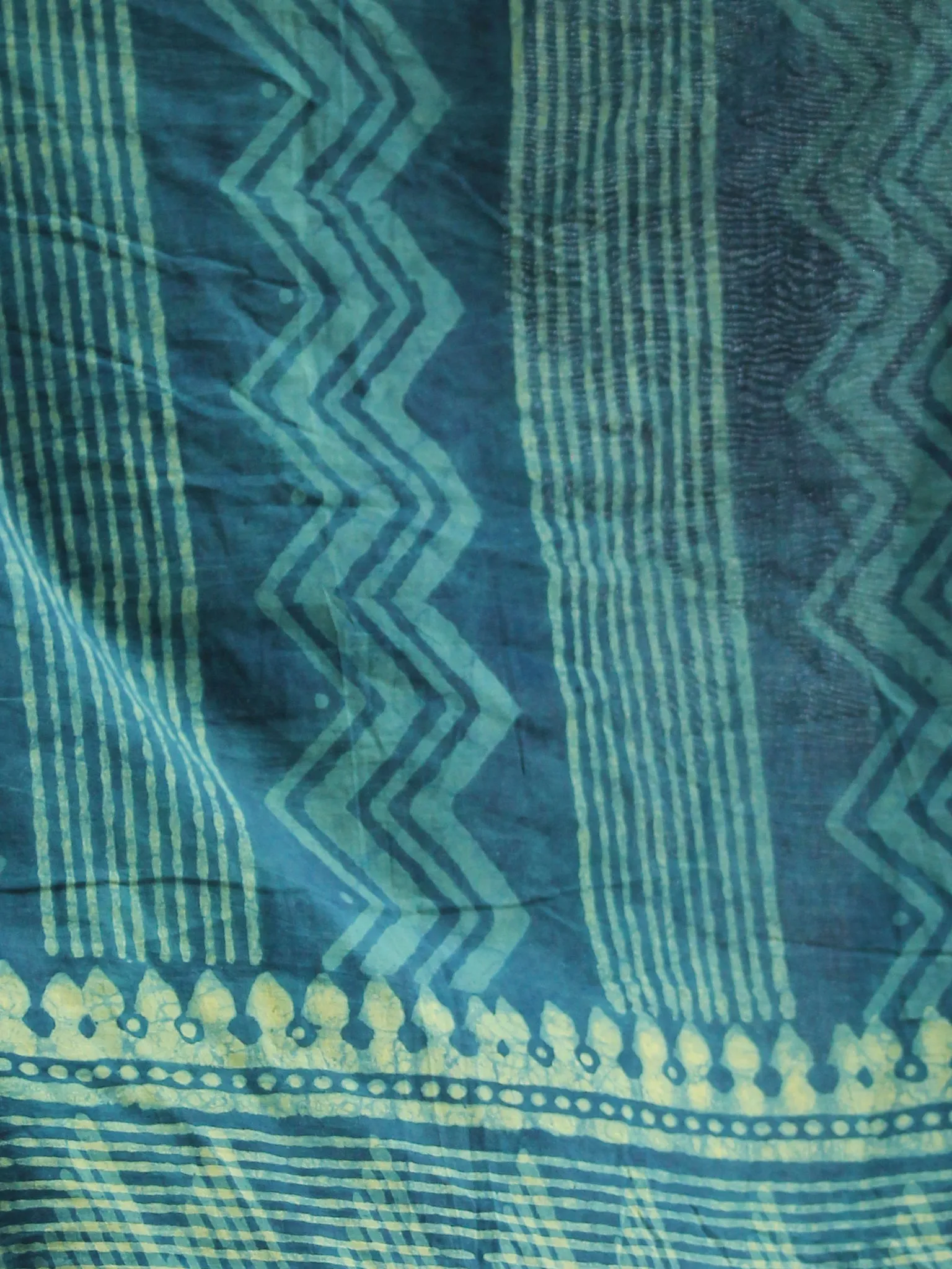 Deep Indigo Green Cotton Hand Block Printed Dupatta   - D04170412