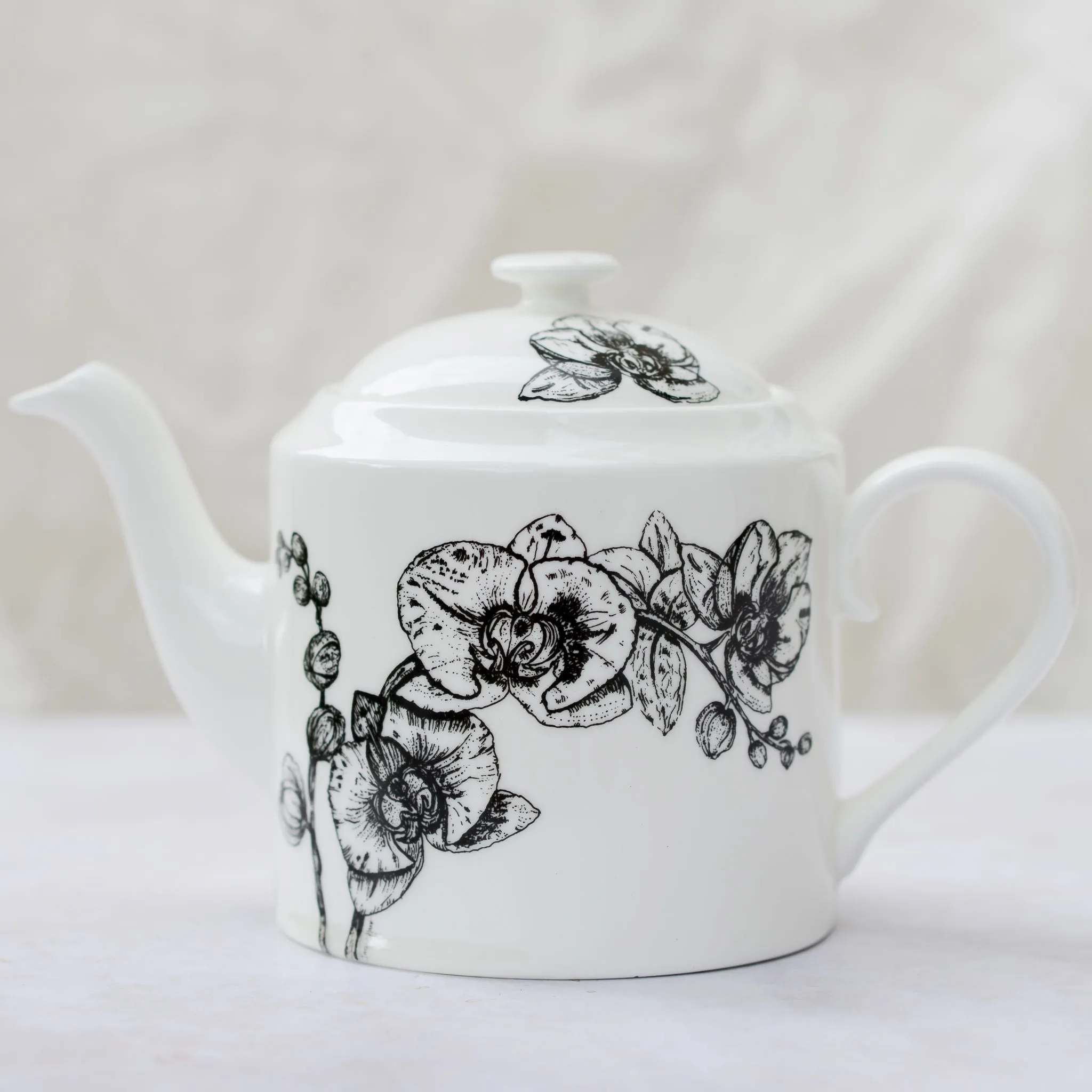 Fine Bone China Botanical Teapot