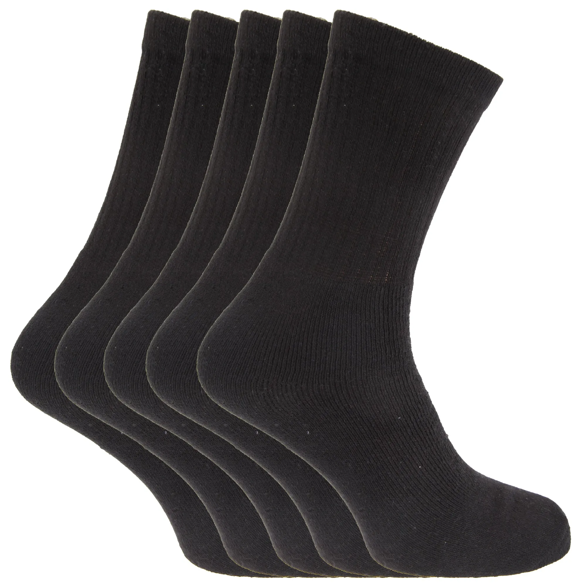 FLOSO® Mens Plain Cotton Rich Sport Socks (Pack Of 5)