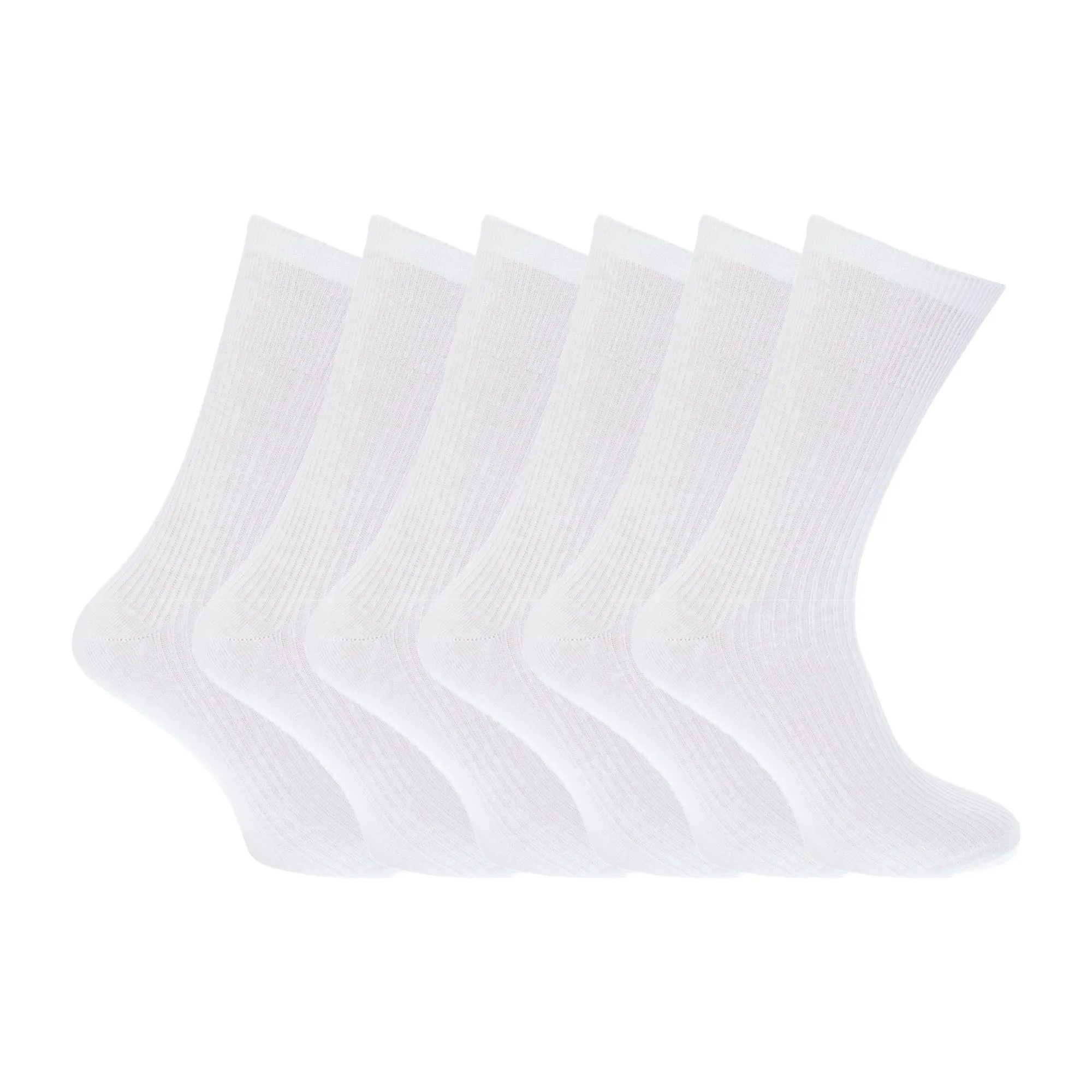 FLOSO Mens Ribbed Non Elastic Top 100% Cotton Socks (Pack Of 6)