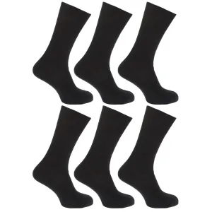 FLOSO Mens Ribbed Non Elastic Top 100% Cotton Socks (Pack Of 6)