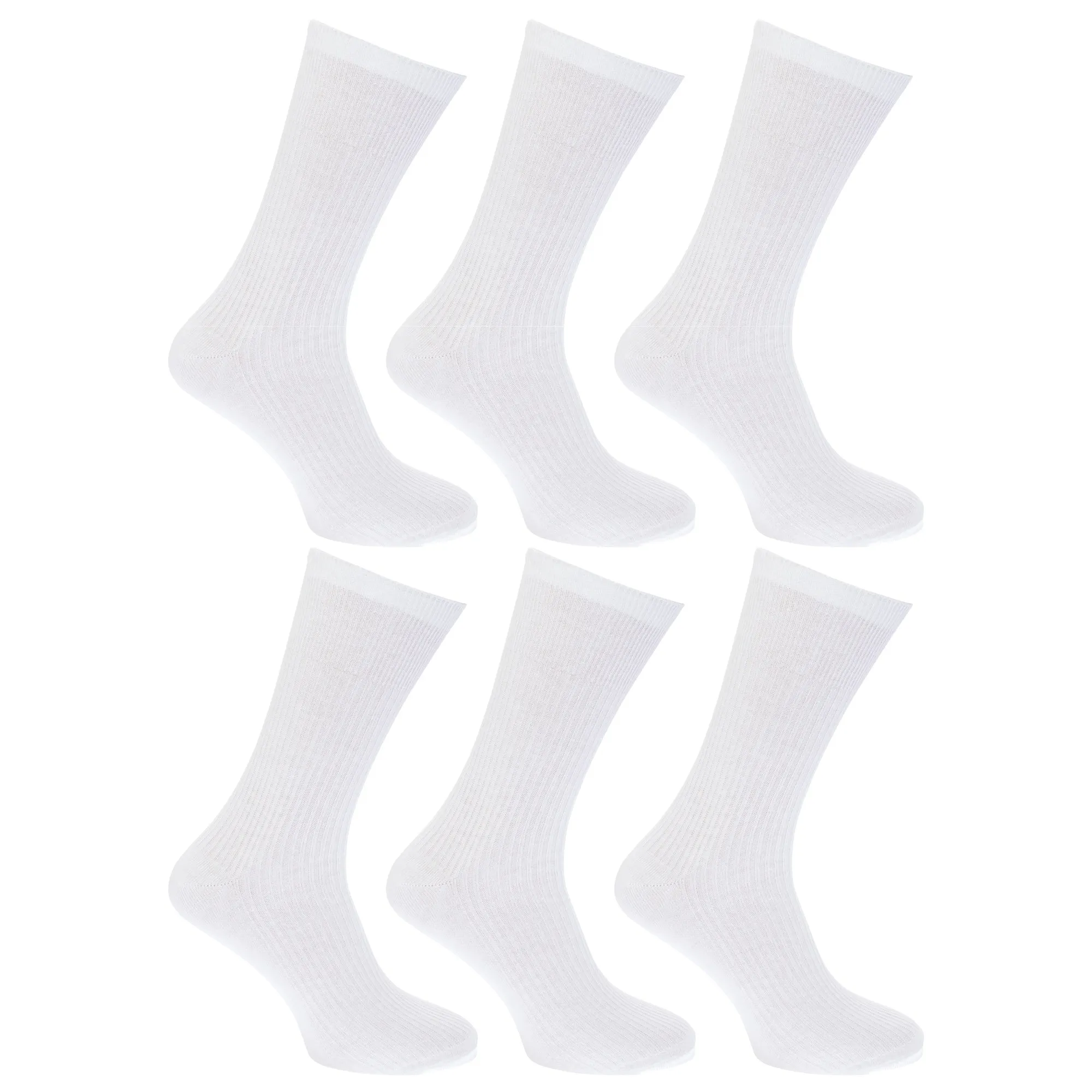 FLOSO Mens Ribbed Non Elastic Top 100% Cotton Socks (Pack Of 6)