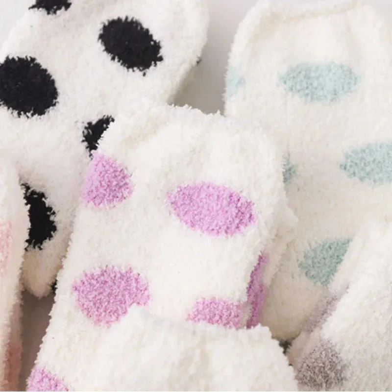 Cozy Fuzzy Spotted Thigh-High Socks