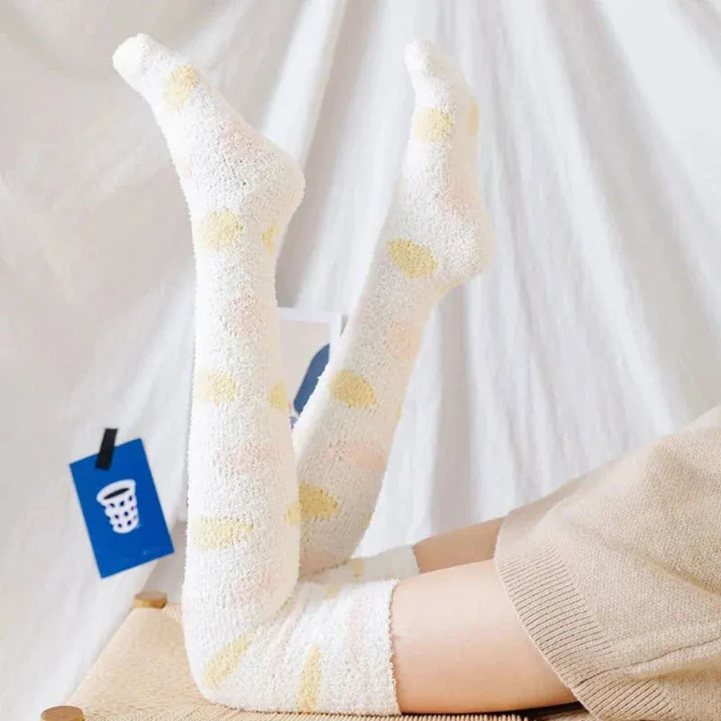Cozy Fuzzy Spotted Thigh-High Socks