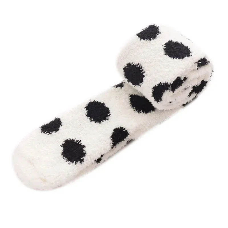 Cozy Fuzzy Spotted Thigh-High Socks