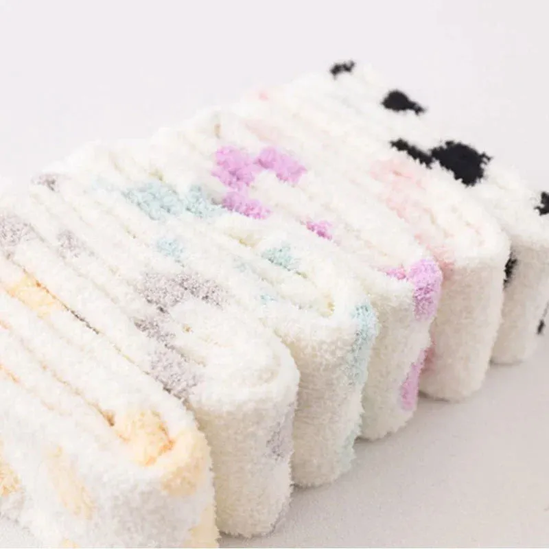 Cozy Fuzzy Spotted Thigh-High Socks