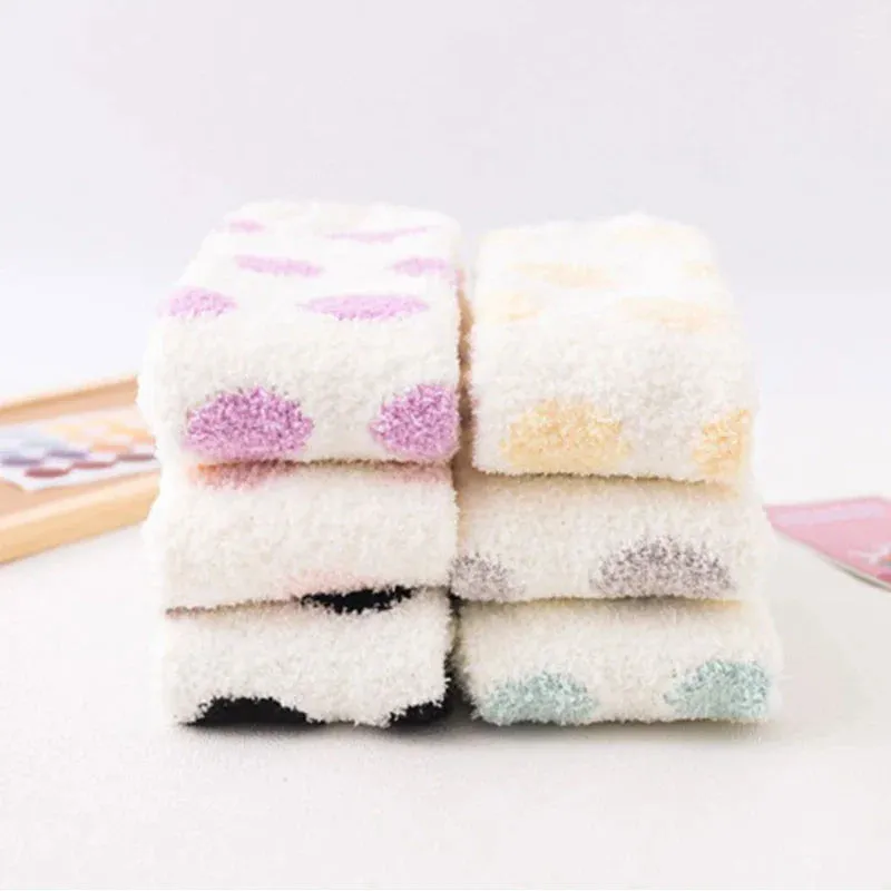 Cozy Fuzzy Spotted Thigh-High Socks