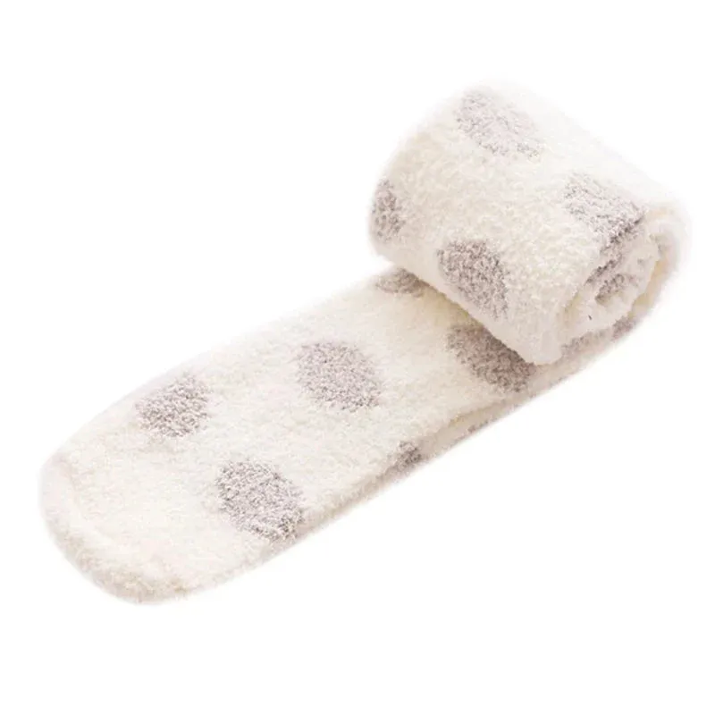 Cozy Fuzzy Spotted Thigh-High Socks