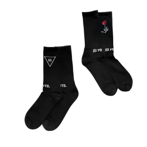 III Points Red Rose Black Socks