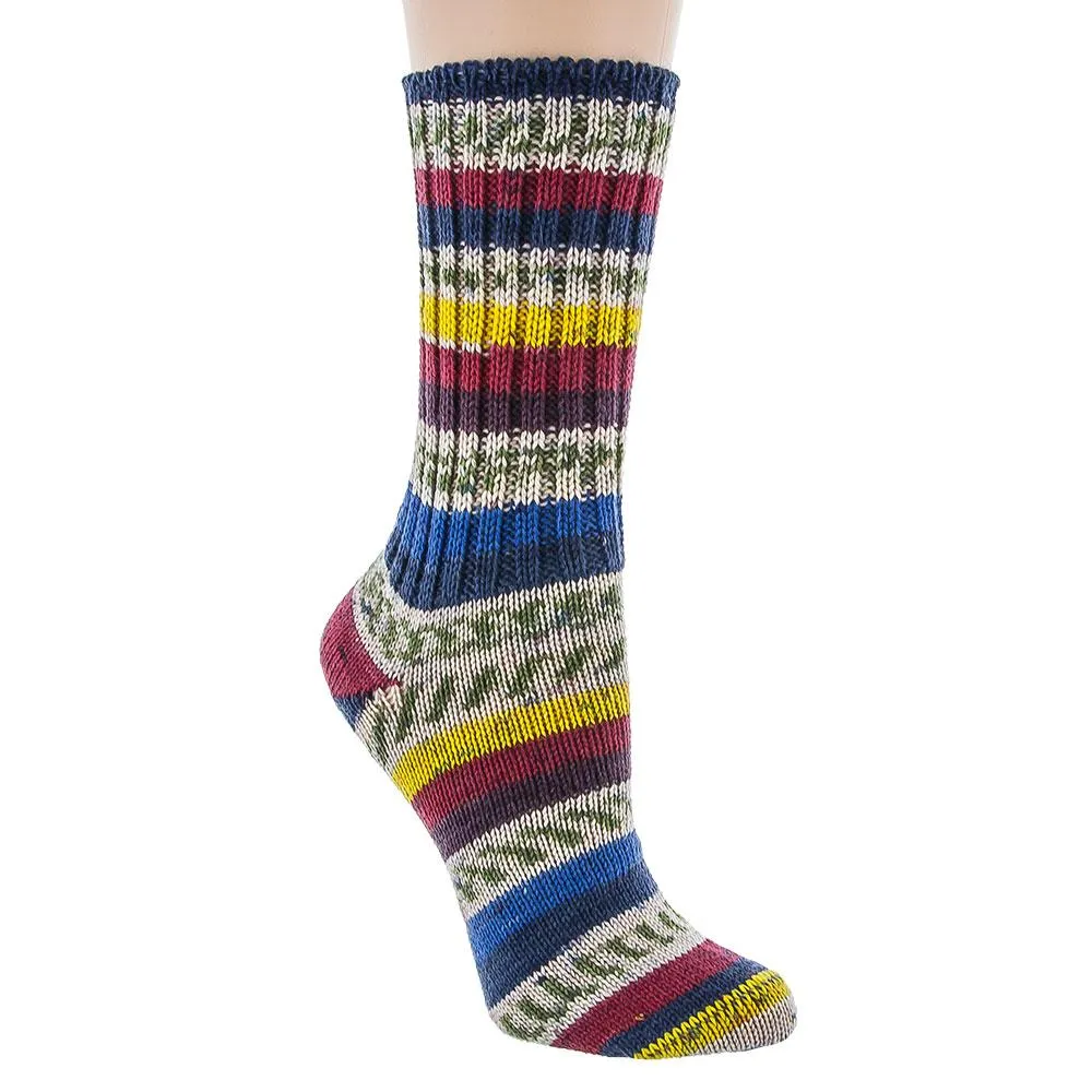 Ladies Delightful Tri Color Pattern Designer Irish Wool Country Socks