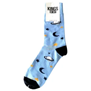Light Blue Outerspace Galaxy Mens Cotton Socks