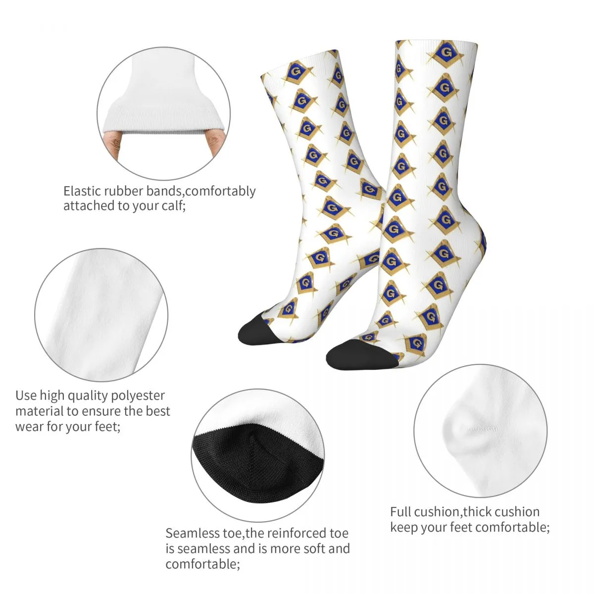 Master Mason Blue Lodge Sock - Blue & Gold Emblem