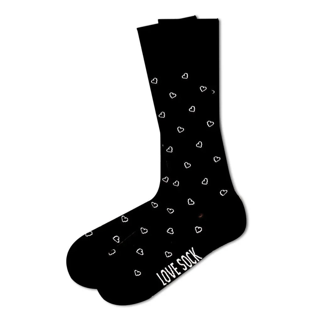 Mini Hearts patterned organic cotton men black dress socks