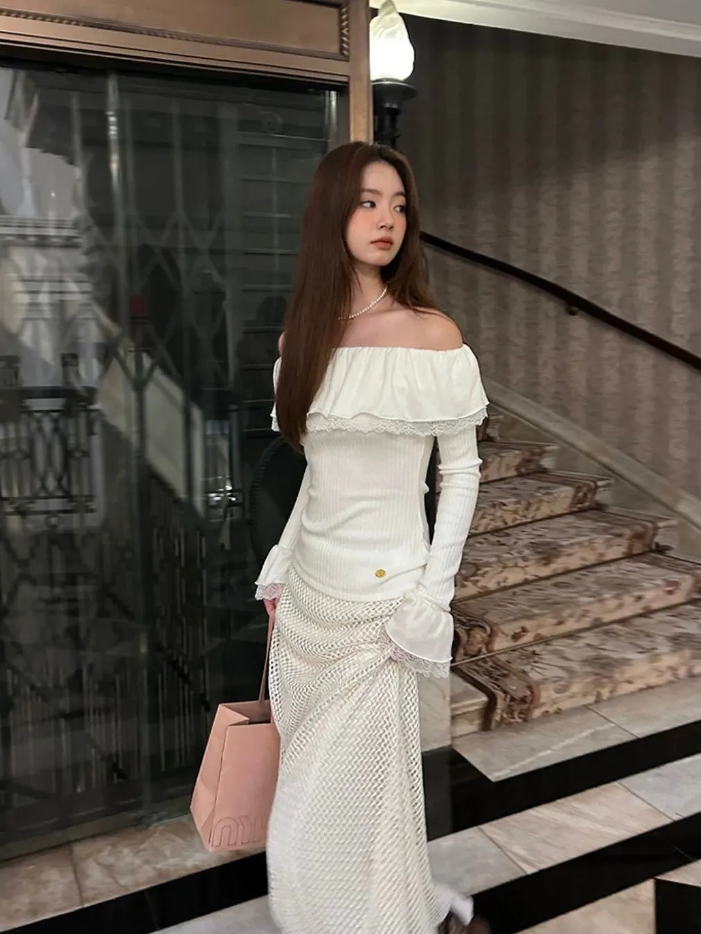 [Mummy Cat] Fluffy French Lace Top