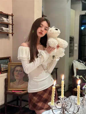[Mummy Cat] Fluffy French Lace Top
