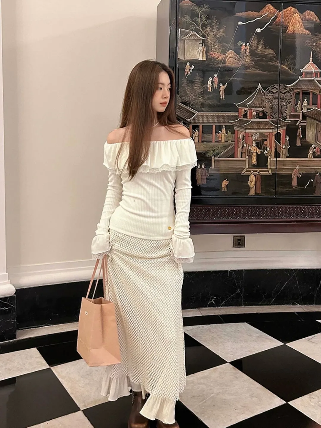 [Mummy Cat] Fluffy French Lace Top