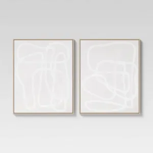New - (Set of 2) 24" x 30" Line Drawing Wall Canvases Gray/White - Threshold