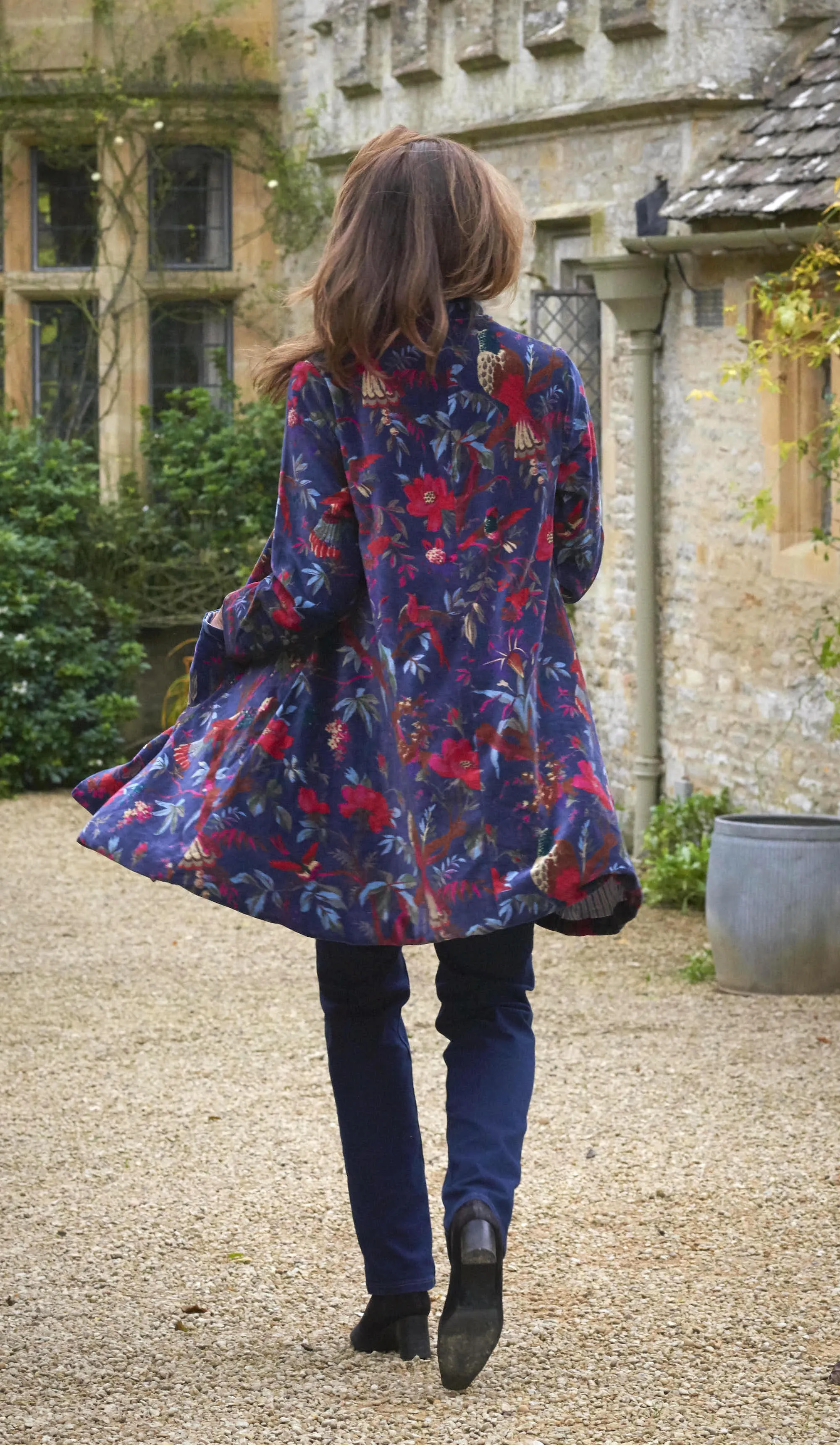 'Nika' Cotton Velvet Jacket | Navy Bird