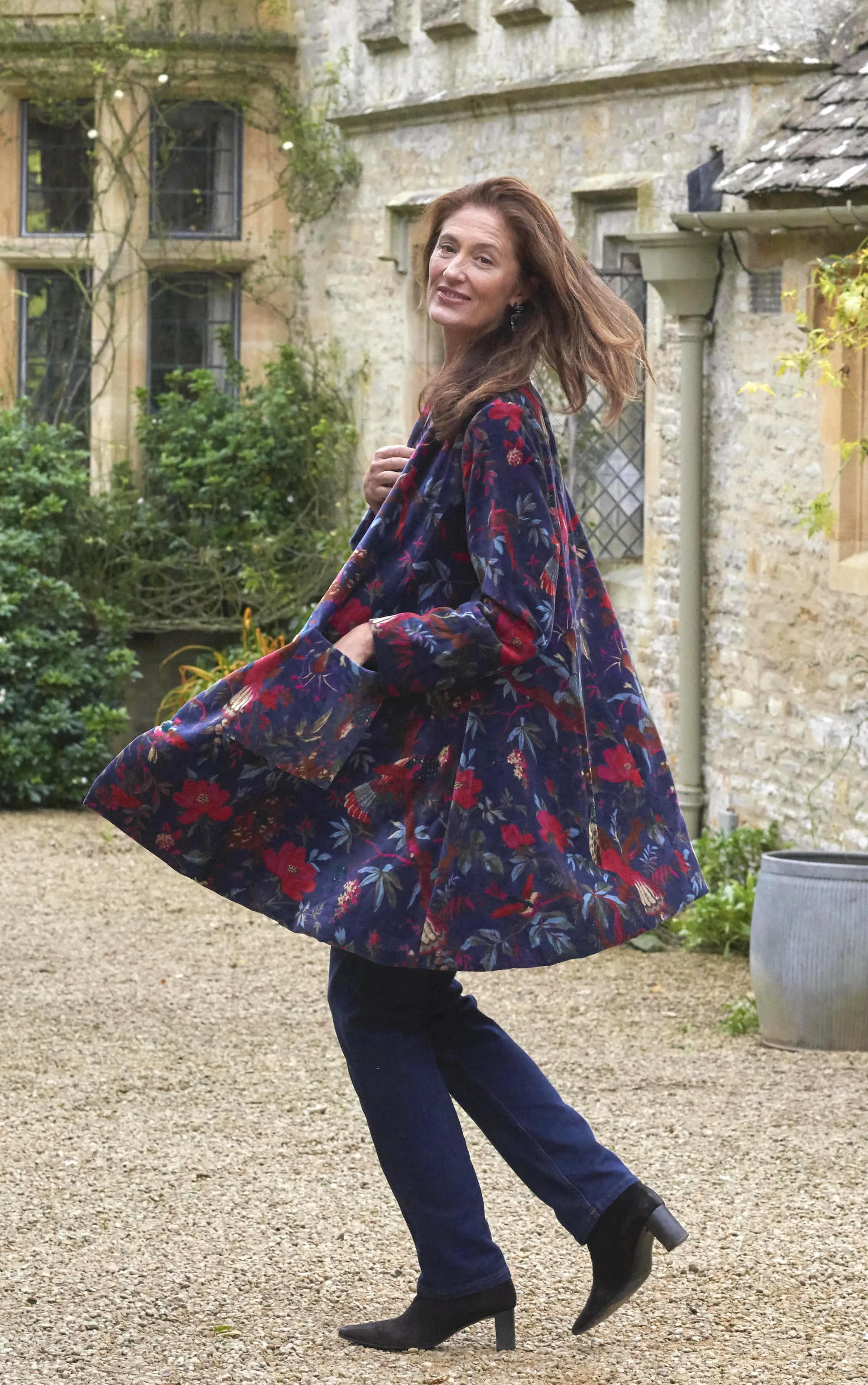 'Nika' Cotton Velvet Jacket | Navy Bird