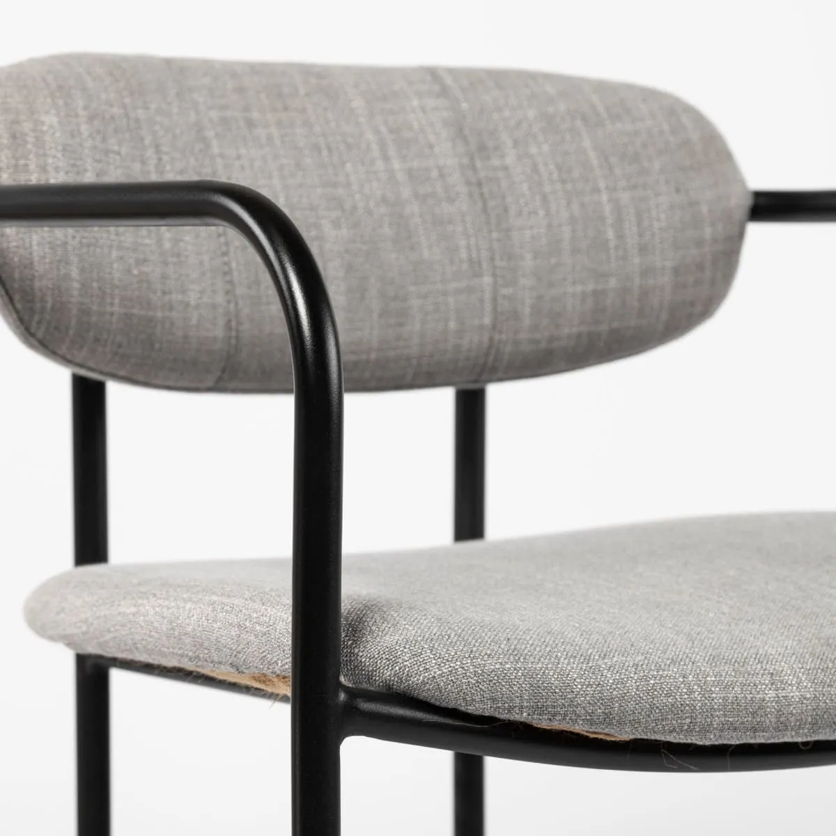 Parker Dining Chair Gray Fabric | Black Metal