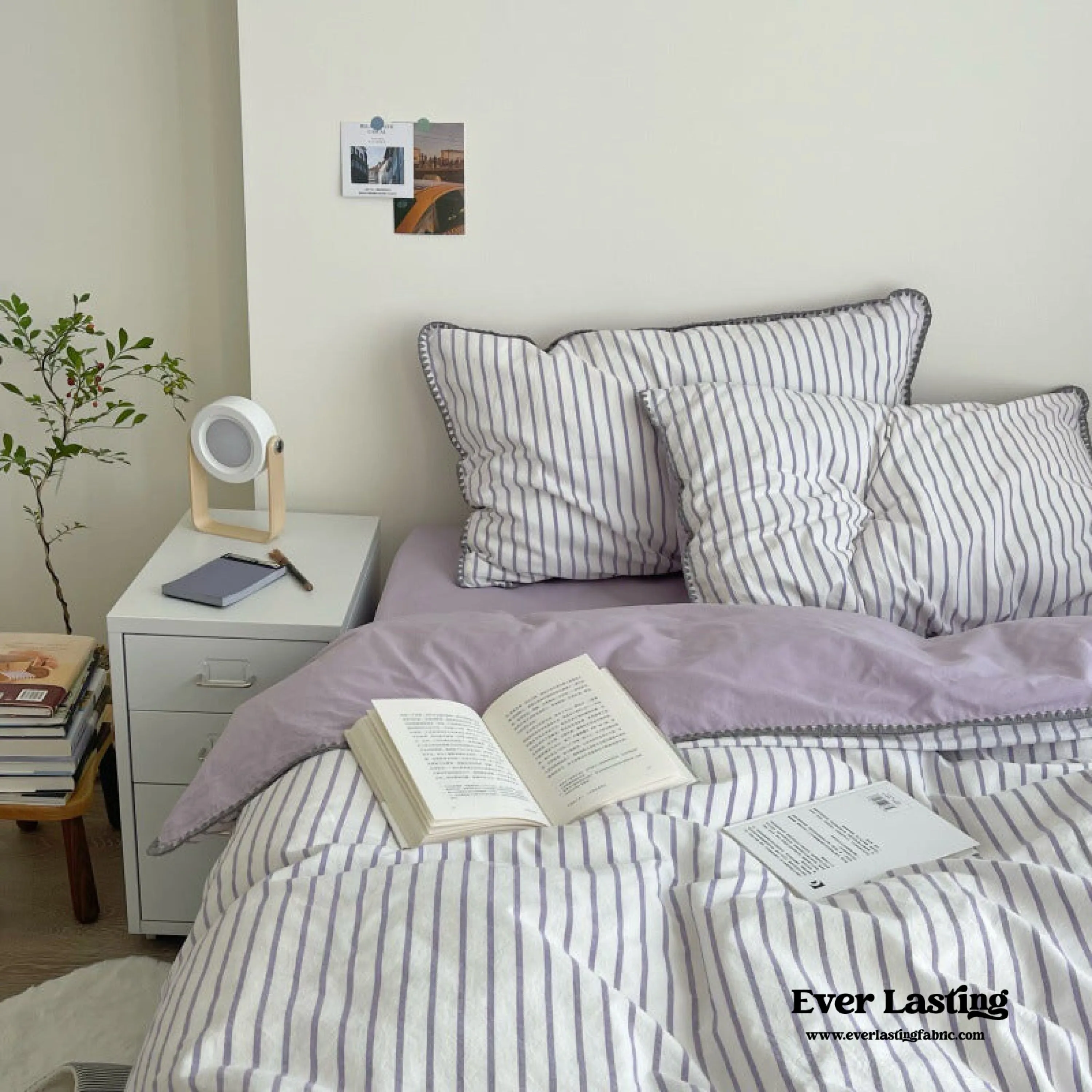 Pastel Striped Blanket Set / Blue