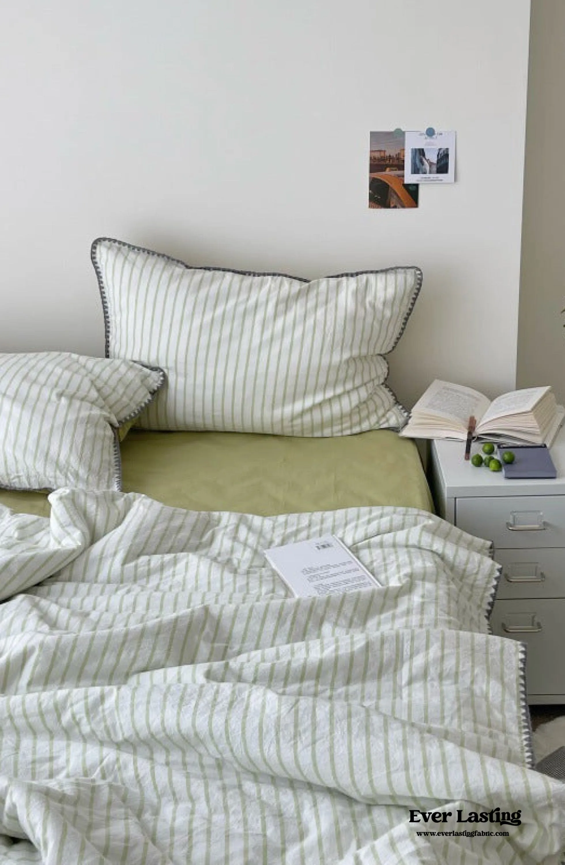 Pastel Striped Blanket Set / Green