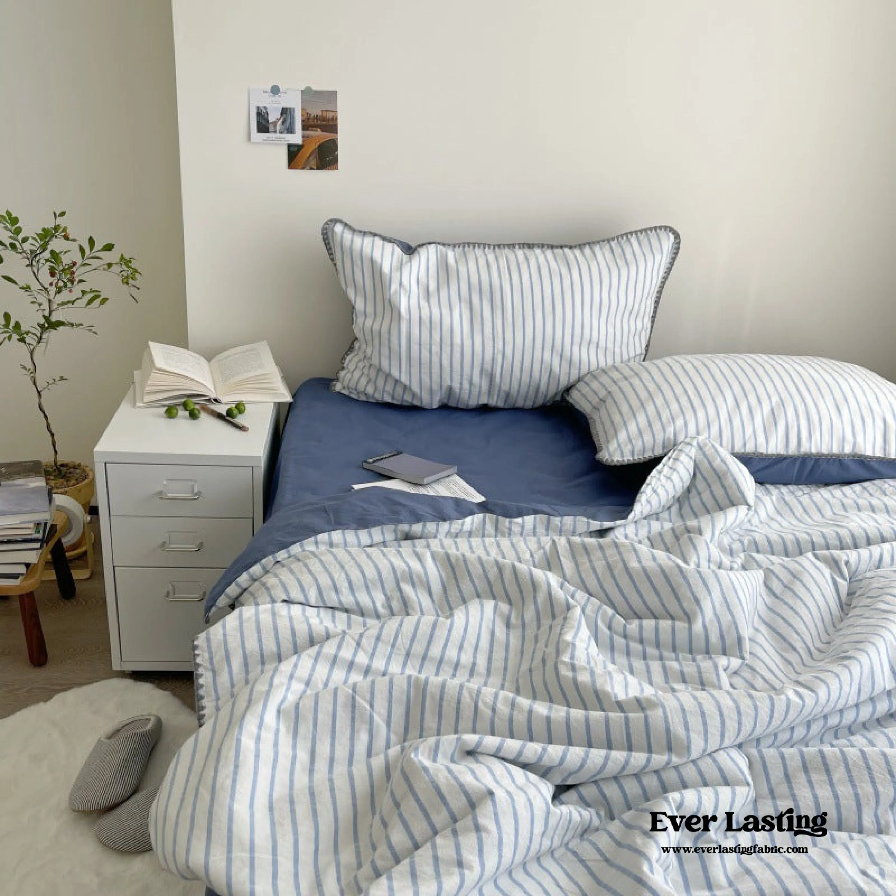 Pastel Striped Blanket Set / Green