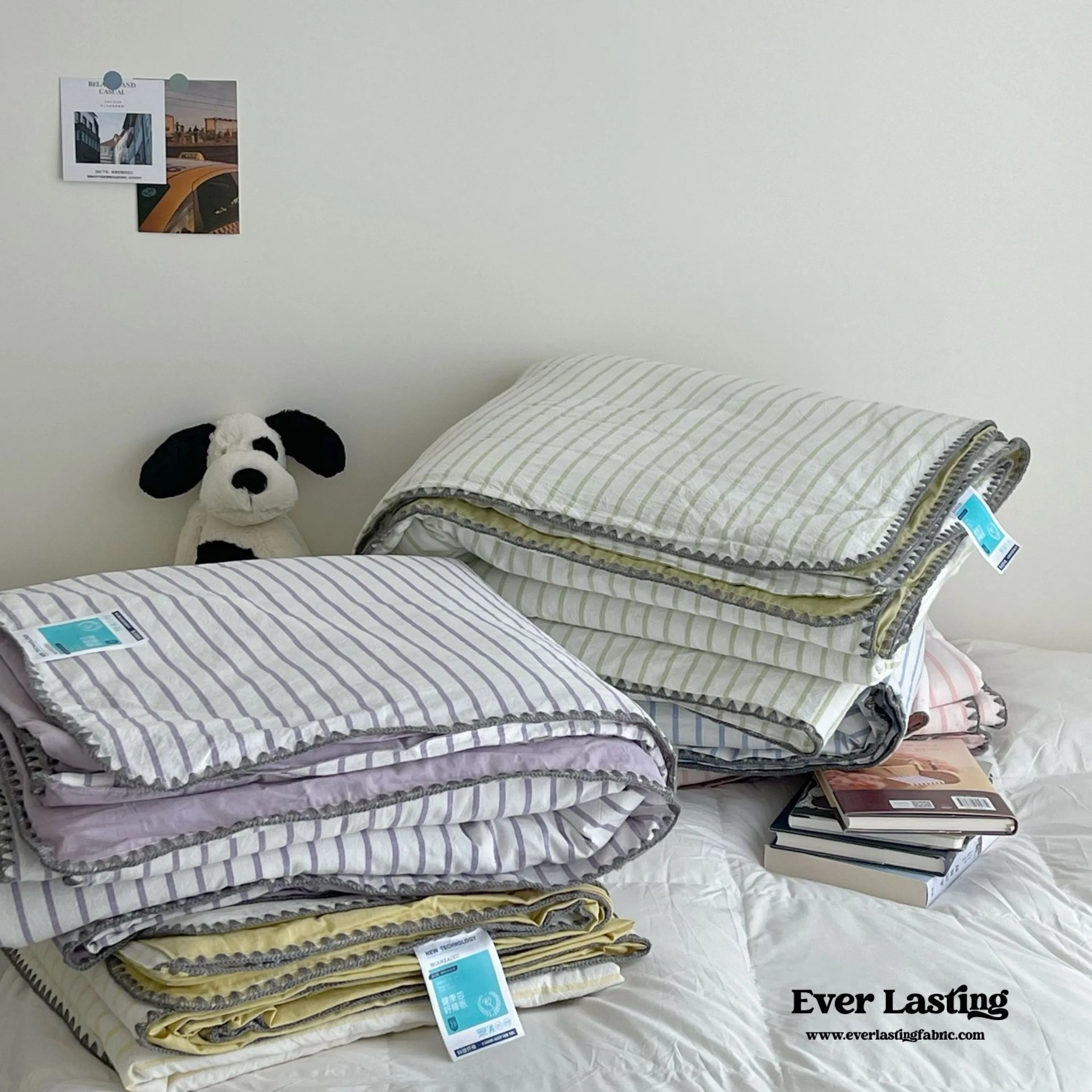 Pastel Striped Blanket Set / Green