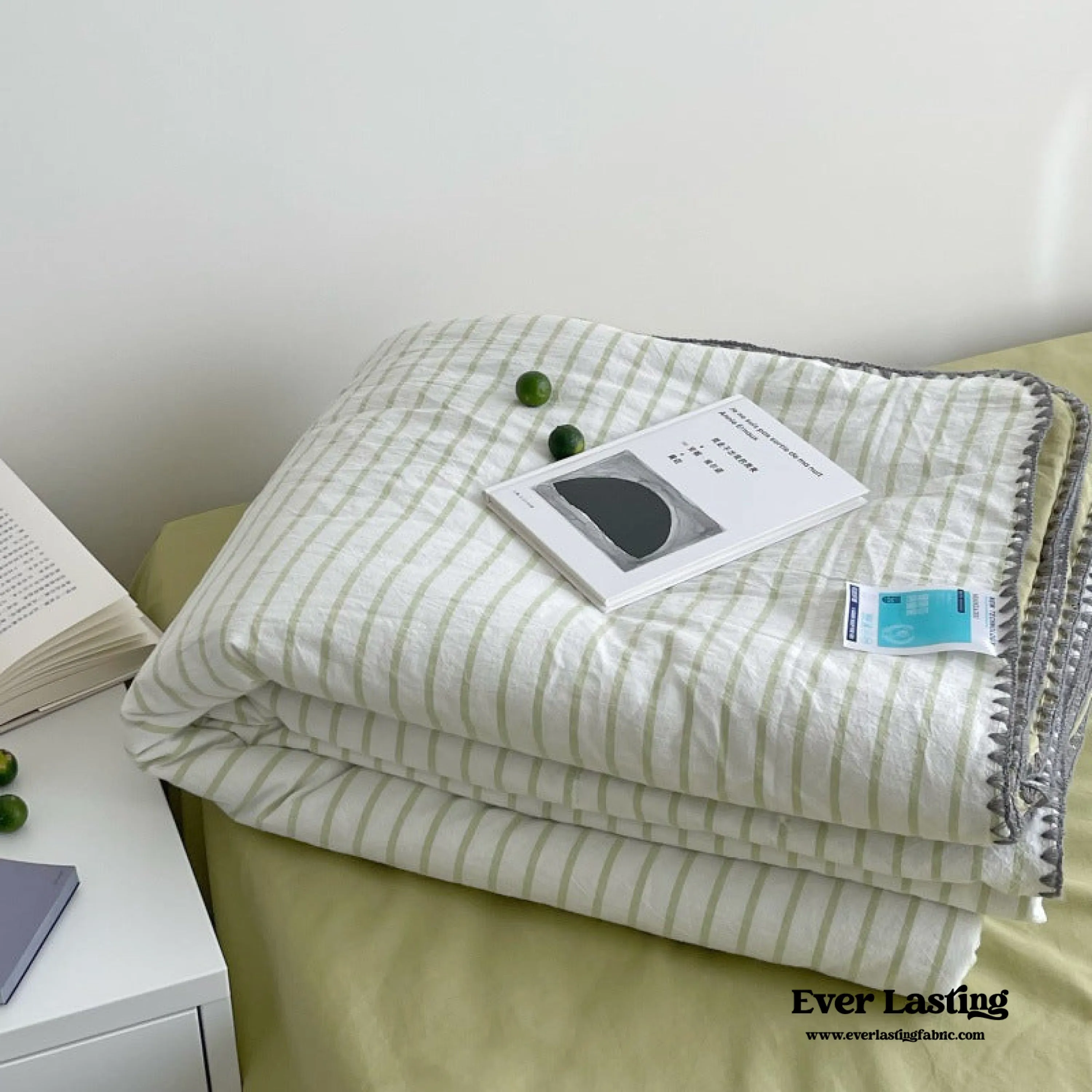 Pastel Striped Blanket Set / Green