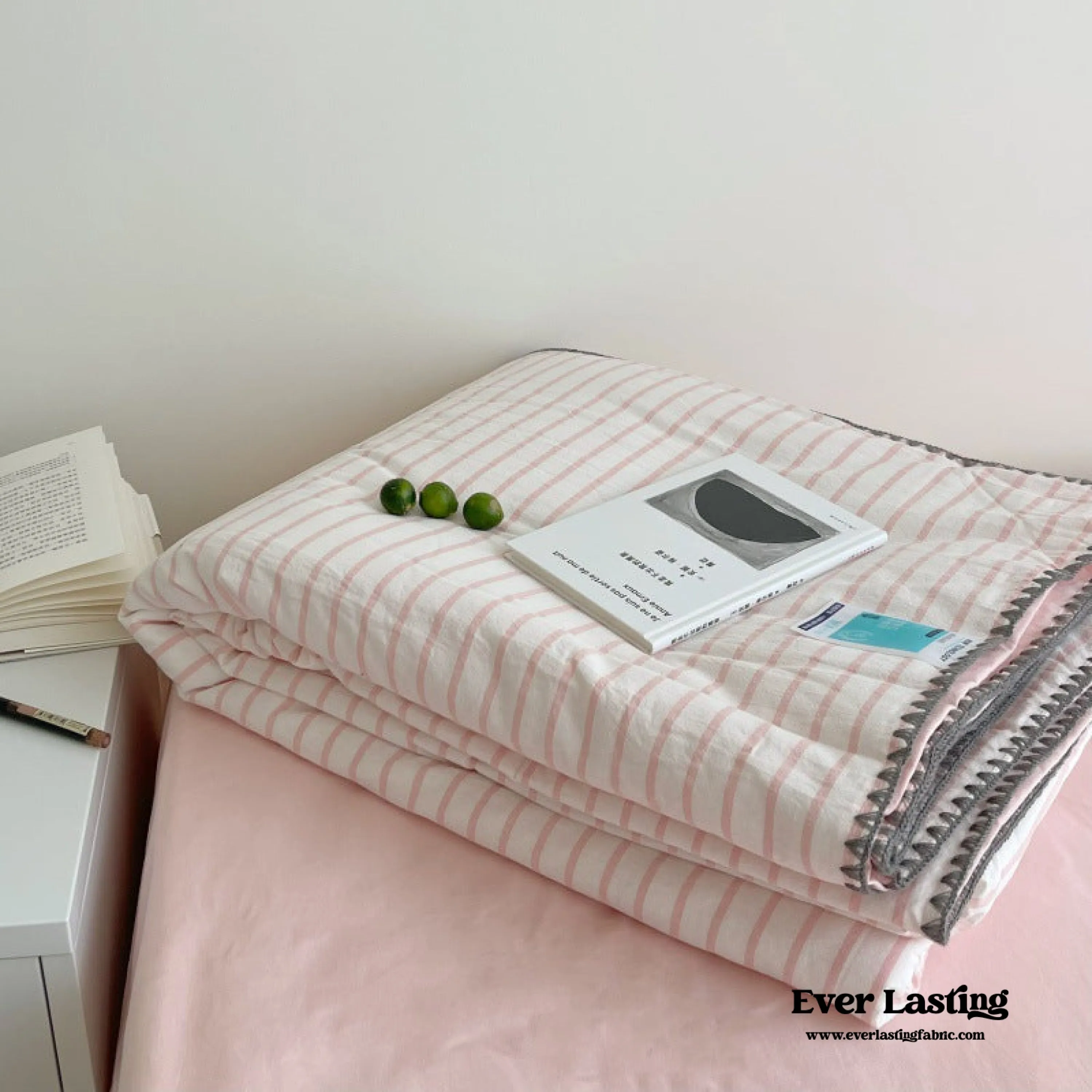 Pastel Striped Blanket Set / Green