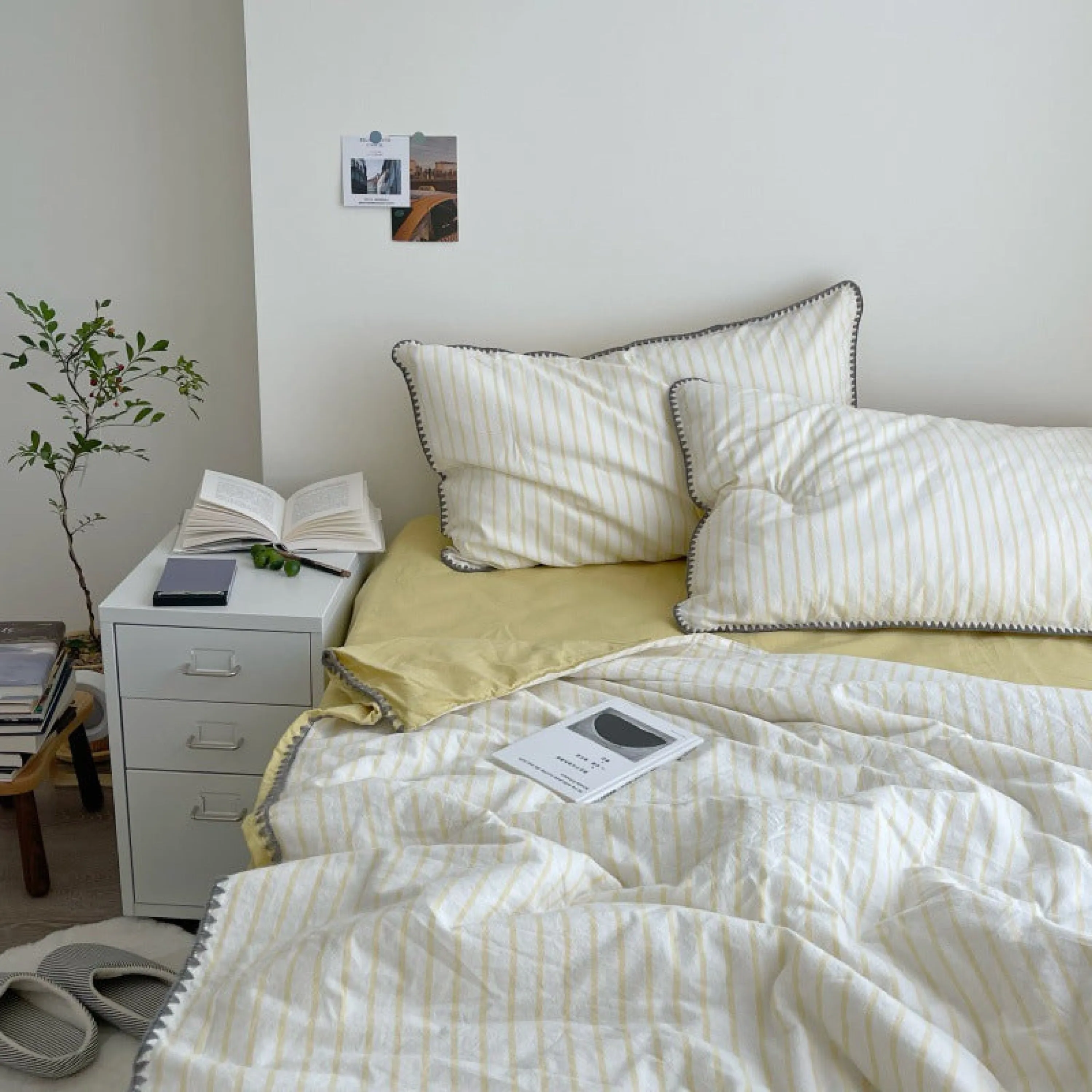 Pastel Striped Blanket Set / Green