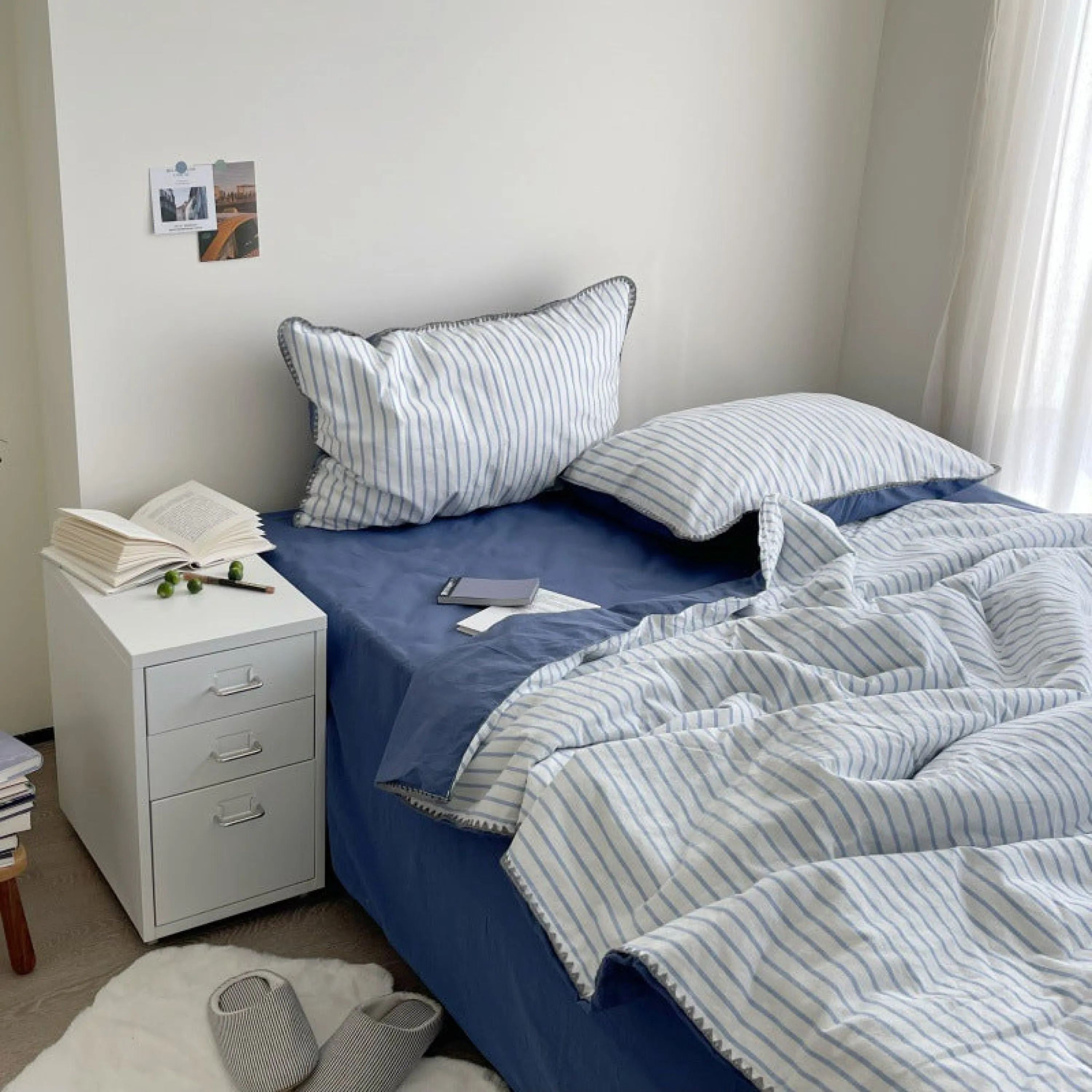 Pastel Striped Blanket Set / Green