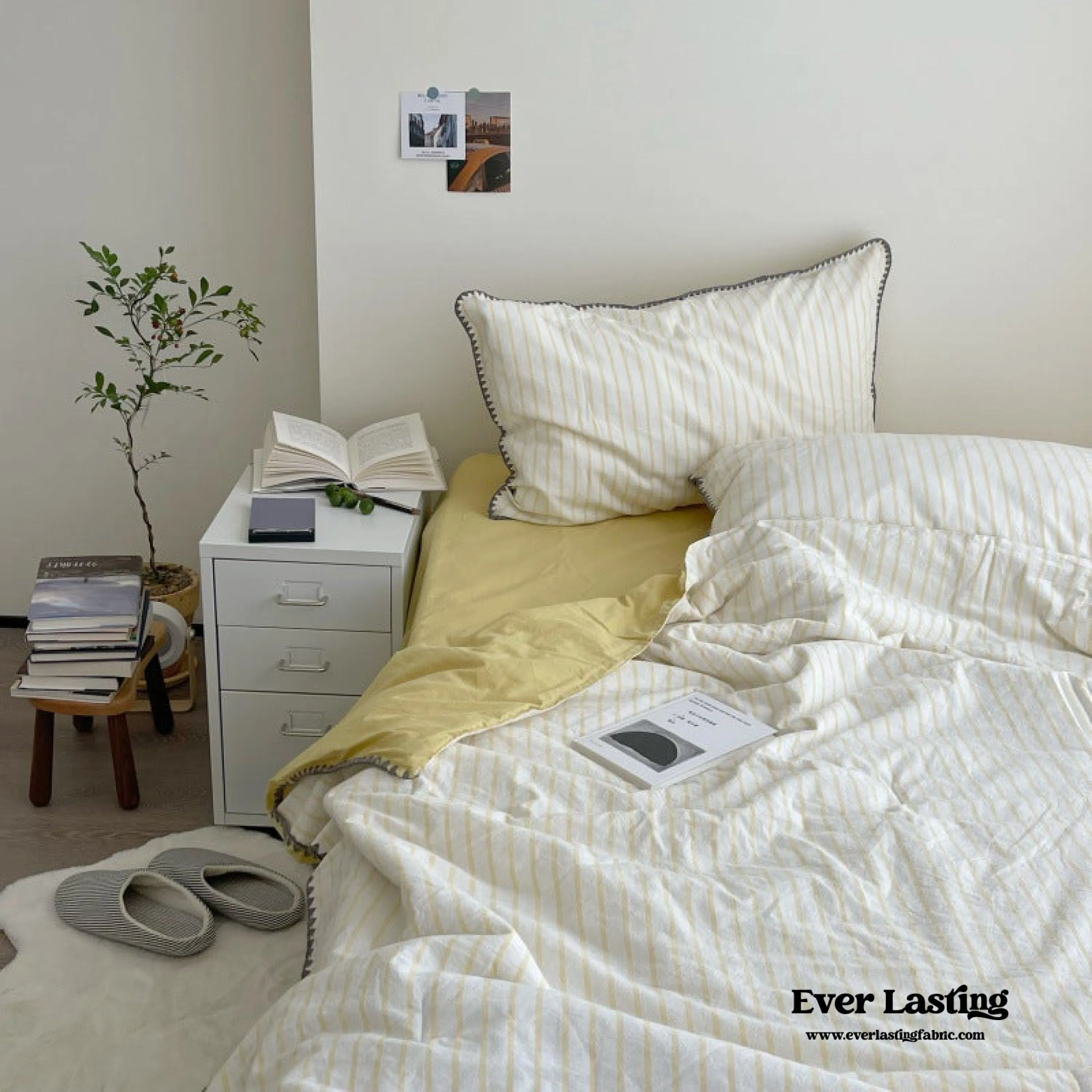 Pastel Striped Blanket Set / Green