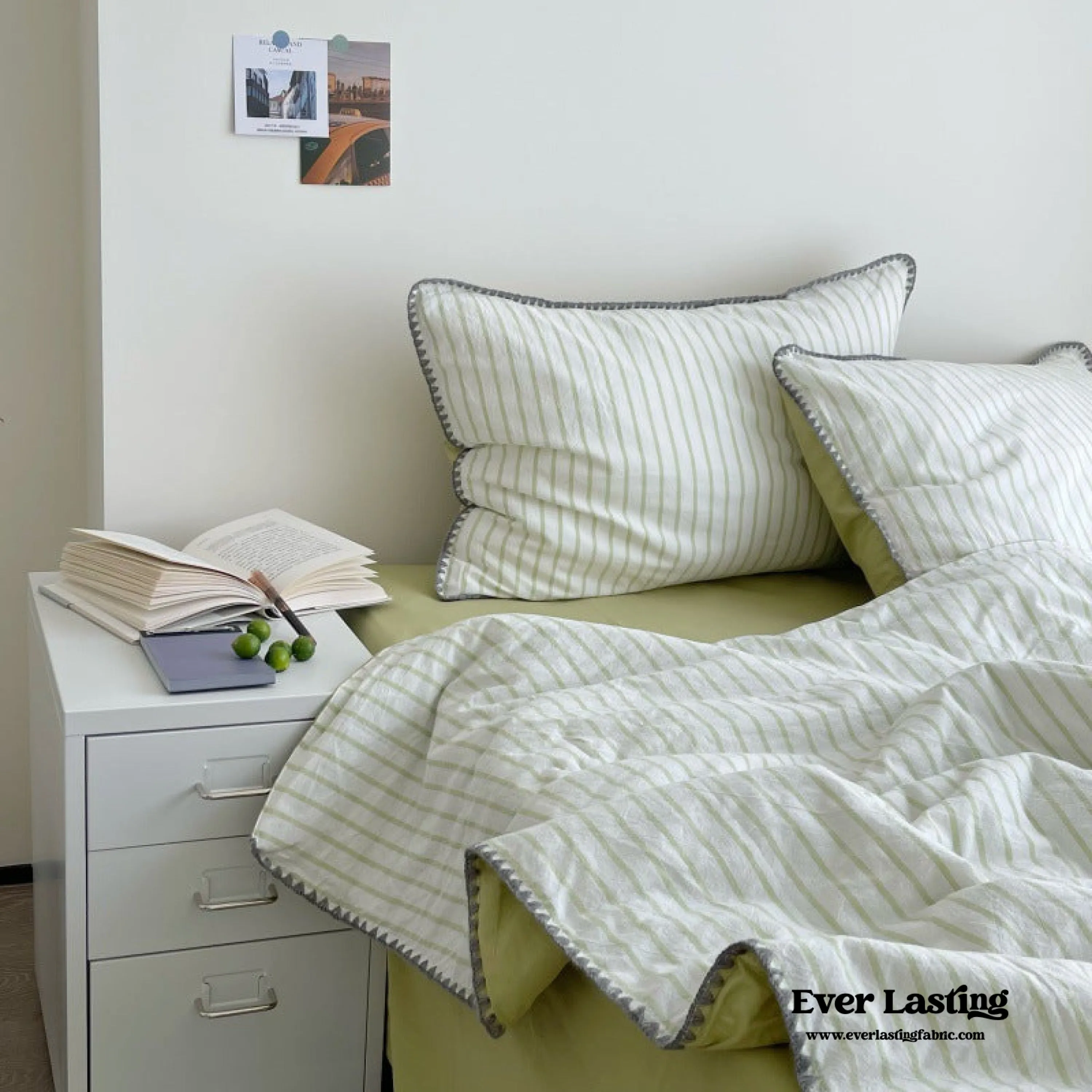 Pastel Striped Blanket Set / Green