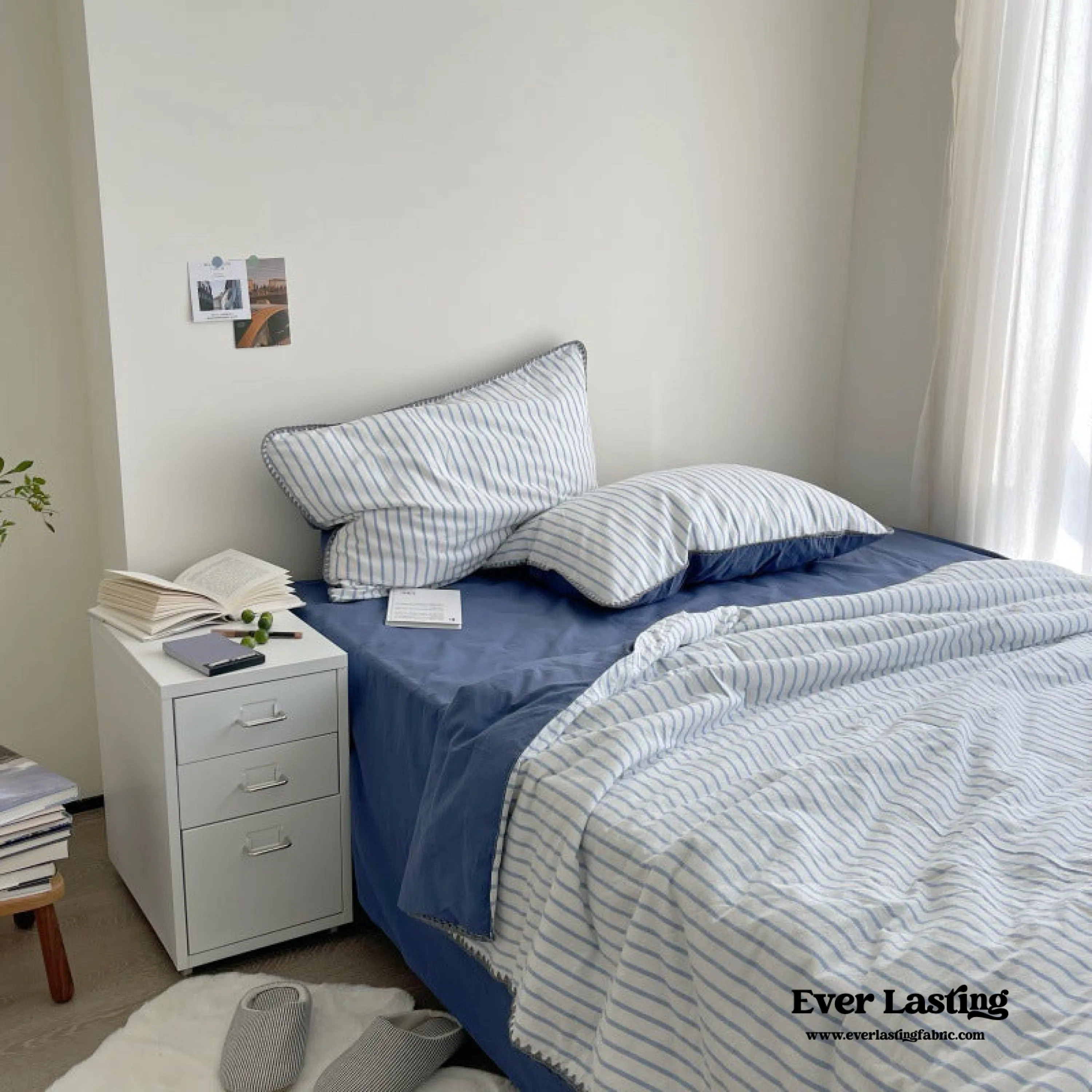 Pastel Striped Blanket Set / Green