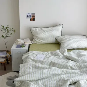 Pastel Striped Blanket Set / Green