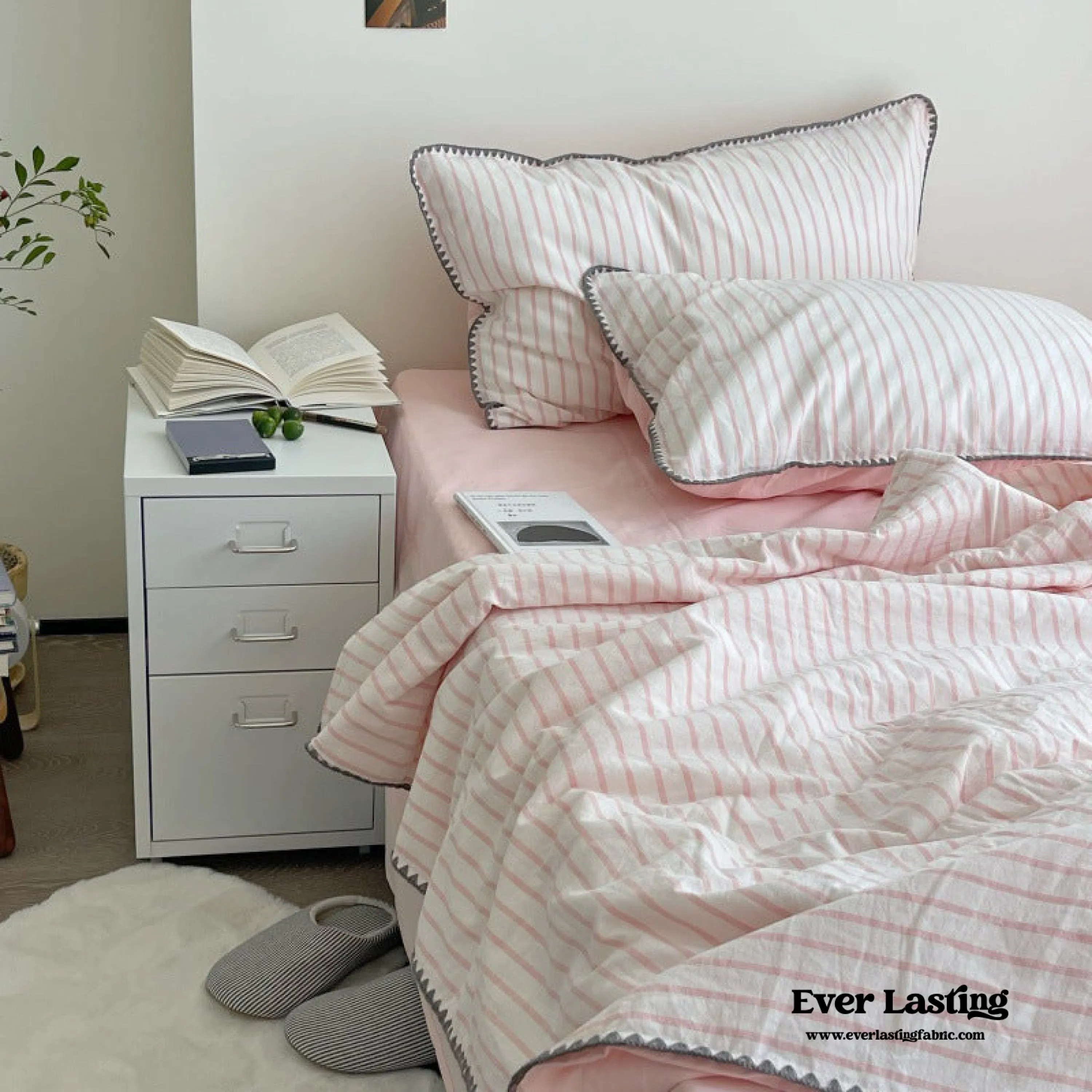 Pastel Striped Blanket Set / Green