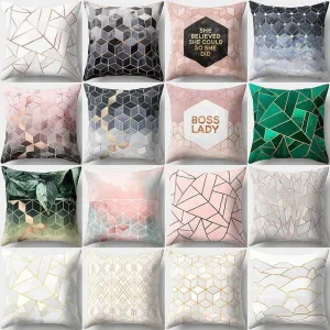 Square Decorative Geometric Striped Pillow Cases