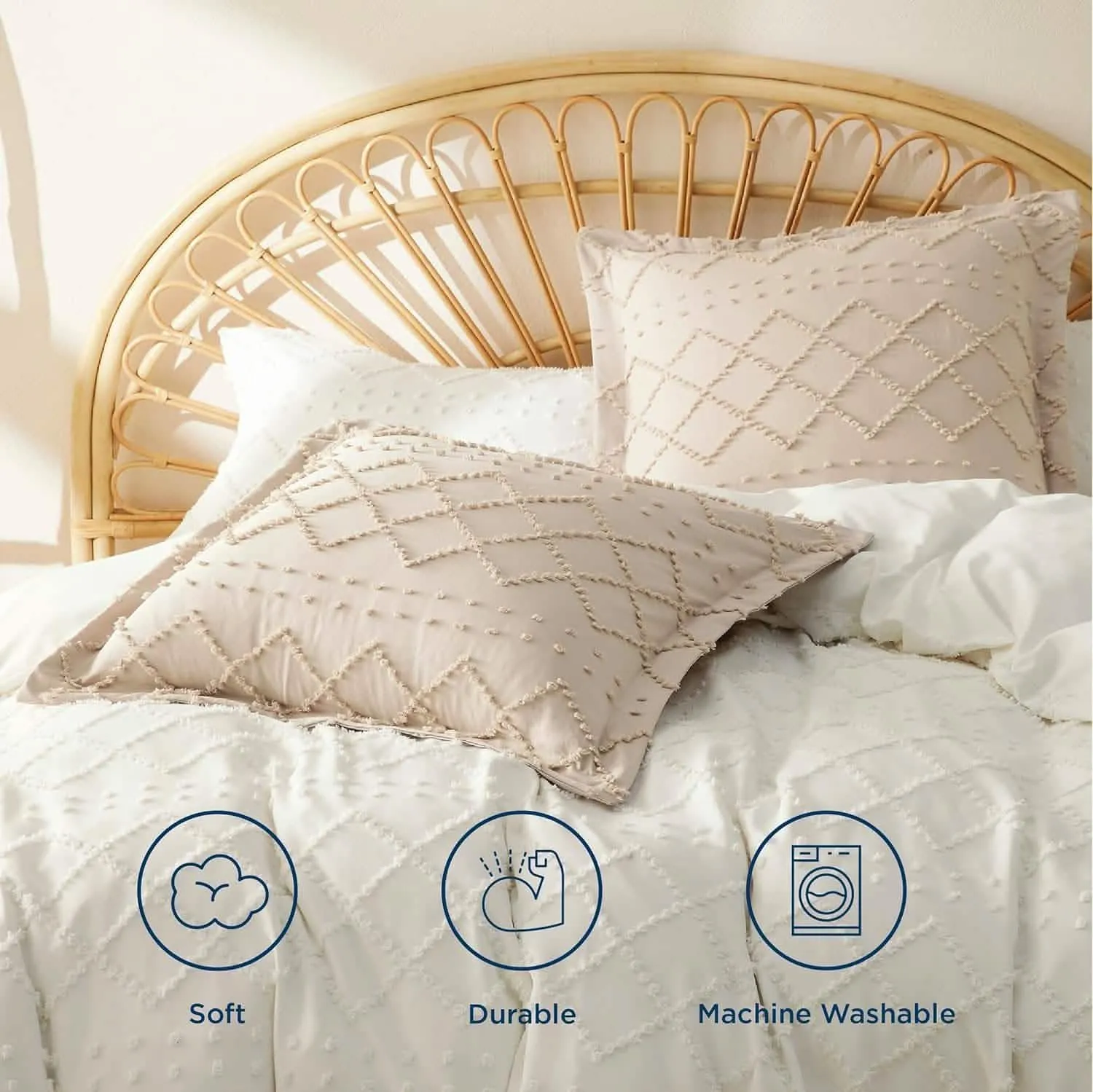 Tufted Embroidery Pillow Shams